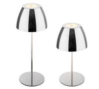 Briloner - Lámpara LED de sobremesa inalámbrica IP44 con tacto, infinitamente regulable, batería y fuente de luz intercambiables, lámpara de camping, lámpara de mesa, exterior, 36x10,5 cm, cromo