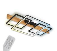 BRILONER - Lámpara LED de techo con mando a distancia, regulación continua, lámpara LED, lámpara de techo, lámpara de salón, lámpara de dormitorio, lámpara de cocina, 75x40x8 cm (LxAxA), madera negra