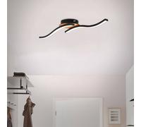 Briloner Lámpara LED de techo Go 2 luces negro/decoración de madera ondulada