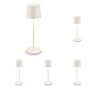 Briloner lámpara mesa LED IP44 inalámbrica, táctil, regulable, con batería recargable, luz nocturna, lectura, camping, exterior, 11x33 cm, blanco antiguo (Paquete de 5)