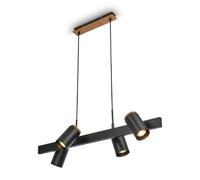 BRILONER - Lampara techo colgante, orientable, 4x casquillo GU10, lamparas colgantes de techo, isla cocina, 80 x 24.9 x 120 cm, madera negra