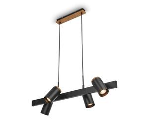 BRILONER - Lampara techo colgante, orientable, 4x casquillo GU10, lamparas colgantes de techo, isla cocina, 80 x 24.9 x 120 cm, madera negra