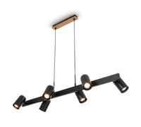 BRILONER - Lampara techo colgante, orientable, 6x casquillo GU10, lamparas colgantes de techo, isla cocina, 110 x 24.9 x 120 cm, madera negra