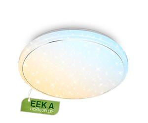 BRILONER - Lampara techo con mando a distancia, CEE A fuente de luz, regulable, plafon LED, lamparas techo salon, lampara, plafones, dormitorio, 48 x 8 cm, blanco
