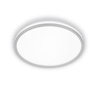 BRILONER - Lámpara techo LED, CEE A fuente de luz, 8,5W 1800 lm, luz indirecta, panel luminoso extraplano, iluminación salón, cocina, dormitorio, pasillo, 33x6 cm, cromo mate