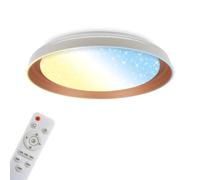 BRILONER - Lampara techo LED con cubierta efecto estrellas, mando a distancia, CCT y luz regulable, plafon LED, lamparas de salón, lampara dormitorio, 43 x 8 cm, gris cálido coffee