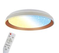 BRILONER - Lampara techo LED con cubierta efecto estrellas, mando a distancia, CCT y luz regulable, plafon LED, lamparas de salón, lampara dormitorio, 51 x 7,5 cm, gris cálido coffee