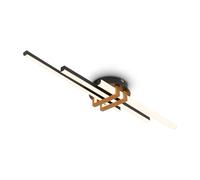 BRILONER - Lampara techo LED con luz blanca cálida, perfiles angulares, plafon LED techo, salon, plafones para techo, 78,5x16x7,5 cm, negro madera