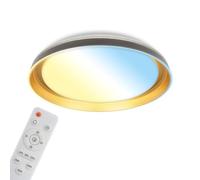 BRILONER - Lampara techo LED con mando a distancia, 24 W y 2600 lm, CCT y luz regulable, función noche y temporizador, plafon LED, lamparas de salón, lampara dormitorio, 43 x 8 cm, negro oro