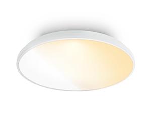 BRILONER - Lampara techo LED con mando a distancia, luz regulable y aro decorativo del blanco cálido al neutro, plafon LED, lamparas de techo salon, 48 x 6,5 cm, blanco