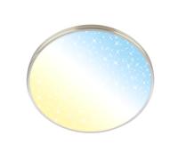 BRILONER - Lampara techo LED con mando a distancia, regulable, CCT, pantalla decorativa, cielo estrellado, salon, plafones para techo LED, 38 x 6,5cm, níquel mate