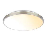 BRILONER - Lampara techo LED con mando a distancia, regulable, pantalla decorativa, blanco cálido a neutro, lamparas salon, plafones para techo, 38 x 6,5 cm, níquel mate
