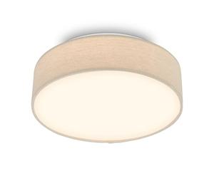 Briloner - Lámpara techo LED con pantalla de tela, 16 W y 1800 lm, luz blanco cálido, plafon LED, lamparas de salón, lampara dormitorio, luz techo salón, 30 x 10,5 cm, Beige