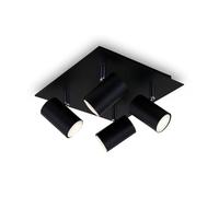 BRILONER - Lamparas De Techo Salon, 4x GU10, Máx.40W, Lampara Techo, Focos LED Interior Techo, Lampara Cocina, Lamparas De Techo Dormitorio, Candeeiro Teto, 26.5x26.5x12.3 cm, Negro