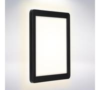 BRILONER LED, lámpara de Pared para Exterior con Efecto de luz de Fondo, 8 W, 1.200 lúmenes, 4.000 Kelvin, Blanca/Negra, Cuadrada, 190x190x28 mm LxAxA, 19x2,8cm, Negro