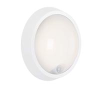 Briloner LED, lámpara de Pared para Exterior con Sensor de Movimiento y Detector crepuscular, 12 W, 1.150 lúmenes, 4.000 Kelvin, Blanca, Redonda, Ø 17 cm, 17x7cm, Blanco