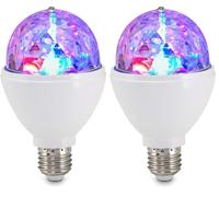 Briloner Leuchten 0528-003 Lámpara de fiesta LED, efectos de luz de discoteca, autogiratoria, cambio de color, fuente de luz, bombilla LED de 3 W, para las lámparas con casquillo E27, 7.3 x 12.9 cm
