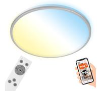 Briloner Leuchten 3065-014 Lámpara de Techo LED Inteligente, Amazon Alexa, Wifi, Control de Temperatura de Color, Cromo Mate