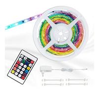 Briloner Leuchten - Cinta LED digital (5 m, incluye mando a distancia, autoadhesiva, 150 ledes RGB, 24 W, 5 m), color blanco