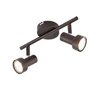 Briloner Leuchten de - Lámpara LED de techo, lámpara de techo con dos focos giratorios y Baren de giro, Capacidad: GU10, incluye 2 x 3 W, metal, medidas: 27.5 x 12 cm, color: cobre envejecido