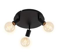 Briloner Leuchten - Foco de techo con 3 luces, Retro/Vintage, focos giratorios e inclinables, 3x E27, máx. 60 W, metal, negro, 30 cm de diámetro
