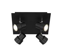 Briloner Leuchten - Foco LED de techo, lámpara de techo de 4 focos, proyector orientable y giratorio, 4x GU10, 5 W, 460 lumen, 3000 Kelvin, negra