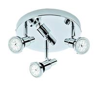 BRILONER Leuchten - Foco LED, luz de techo, luz de baño, lámpara de baño, IP44, foco giratorio e inclinable, 3x GU10, 12 vatios, 1.200 lúmenes, 3.000 Kelvin, cromo, 210x106mm (ancho x alto)