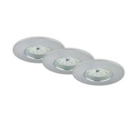 BRILONER Leuchten - Focos LED empotrables, Set de 3 lámparas de techo 5 vatios, 400 lúmenes, 3.000 Kelvin, IP44, Aluminio, 75x28 mm cada unidad