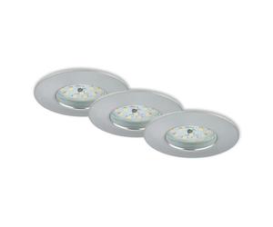 BRILONER Leuchten - Focos LED empotrables, Set de 3 lámparas de techo 5 vatios, 400 lúmenes, 3.000 Kelvin, IP44, Aluminio, 75x28 mm cada unidad