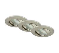 BRILONER Leuchten - Focos LED empotrables, Set de 3 lámparas de techo, Módulo LED pivotante, 5 vatios, 400 lúmenes, 3.000 Kelvin, IP23, Níquel mate, 82x28 mm cada unidad