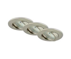 BRILONER Leuchten - Focos LED empotrables, Set de 3 lámparas de techo, Módulo LED pivotante, 5 vatios, 400 lúmenes, 3.000 Kelvin, IP23, Níquel mate, 82x28 mm cada unidad