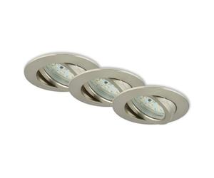 BRILONER Leuchten - Focos LED empotrables, Set de 3 lámparas de techo regulables, Módulo LED pivotante, 5,5 vatios, 470 lúmenes, 3.000 Kelvin, IP23, Níquel mate, 82x28 mm cada unidad