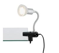 BRILONER Leuchten - Lámpara de Pinza LED, Lámpara de Pinza Incl. Interruptor de Cable, Brazo Flexible, 1x LED/GU10, 3 Vatios, 250 Lúmenes, 3000 Kelvin, Color Blanco Titanio