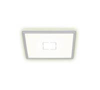 Briloner Leuchten - Lámpara de techo LED, con efecto de retroiluminación, 18 W, 2400 lúmenes, 4000 Kelvin, cuadrada, color blanco plateado