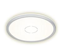 Briloner Leuchten - Lámpara de techo LED, lámpara de techo con efecto de luz de fondo, 18 W, 2400 lúmenes, 4000 Kelvin, redonda, blanco-plateado, 29,3 cm de diámetro