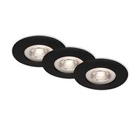 Briloner Leuchten - Luces LED empotradas, luces integradas, juego de 3, luces de techo regulables, 5 vatios cada una, 460 lúmenes cada una, 3000 Kelvin, IP44, negro mate, 90x25 mm (diam. x alto)