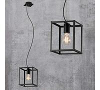 Briloner Leuchten luz de péndulo, lámpara de péndulo de 1 foco, lámpara colgante retro/vintage, black steel, 1x E27, máx. 40 vatios, negra, 170 x 170 x 1200 mm (largo x ancho x alto)