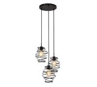 Briloner Leuchten luz de péndulo, lámpara de péndulo de 3 foco, lámpara colgante retro/vintage, black steel, 3x E27, máx. 60 vatios, negra, 425 x 1300 mm (diámetro x alto)