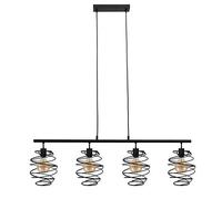 Briloner Leuchten Luz de péndulo, lámpara de péndulo de 4 foco, lámpara colgante retro/vintage, black steel, 4x E27, máx. 60 vatios, negra, 1110 x 210 x 1300 mm (largo x ancho x alto)