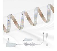 Briloner Leuchten - tira LED, tira LED 1m, autoadhesiva, acortable, incl. interruptor de cable, 14,4 vatios, 1.100 lúmenes, 4.000 Kelvin, color plata, 1.000mm (L)