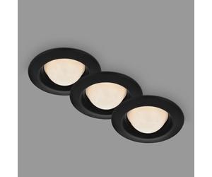 BRILONER Lights - Luces empotrables LED con módulo LED esférico, juego de 3 luces empotrables, 3 vatios cada una, luz blanca cálida, a prueba de salpicaduras, negro, 95x36 mm (DxH), 7056-035