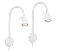 Briloner Lote de 2 lámparas lectura LED orientables, interruptor integrado, luz blanca cálida, lámpara dormitorio, luz pared lectura, iluminación interior, 45 x 8 x 20,5 cm, Blanco