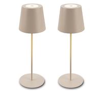 Briloner Lote de 2 lámparas mesa LED inalámbricas, altura regulable, regulable táctil, batería reemplazable, recarga USB-C, lámpara decorativa noche, Ø12 x 36 cm, Beige