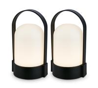Briloner Lote de 2 lámparas mesa LED inalámbricas IP44, regulable táctil, batería reemplazable, recarga USB-C, lámpara noche, luz camping, diseño portátil, 9 x 8 x 15,5 cm, Negro