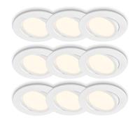 Briloner Lote de 3x3 focos empotrables LED GU10, orientables, luz cálida, lámpara techo salón, iluminación dormitorio, foco pasillo cocina, diseño moderno, Ø8 x 2,2 cm, corte Ø6,8 cm, Blanco