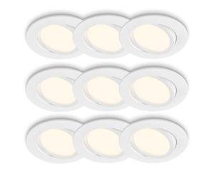 Briloner Lote de 3x3 focos empotrables LED GU10, orientables, luz cálida, lámpara techo salón, iluminación dormitorio, foco pasillo cocina, diseño moderno, Ø8 x 2,2 cm, corte Ø6,8 cm, Blanco