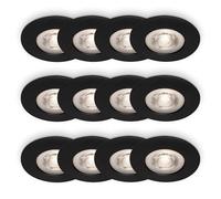Briloner Lote de 3x4 focos empotrables LED, IP44, luz blanca cálida, iluminación baño, lámpara cocina, foco pasillo, diseño empotrable moderno, Ø9 x 2,5 cm, corte Ø6,8 cm, Negro mate