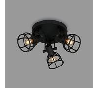 Briloner Luminarias - Lámpara de techo retro con pantalla de rejilla, 3 focos, casquillo E14, máx. 25 W, pantallas ajustables, lámpara de techo rústica de acero, color negro (2669-035)