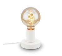 BRILONER - Mini lámpara de mesa con interruptor de cable, retro, vintage, E27, máx. 10W, 10x9 cm, lampara de mesa, lamparas de mesita de noche, lampara mesita, lampara escritorio, color blanco