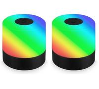 Briloner - Mini Lámpara de Mesa LED Inalámbrica, Lámpara de Noche Regulable Táctil, Lámpara de Escritorio, USB-C, Lámpara de Camping, Luz Blanca Cálida y RGB, 7x7 cm, Negro (Paquete de 2)
